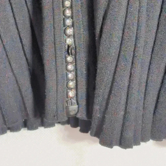Cable knit sweater Unique Rhinestone Zipper sz L Black - Picture 4 of 7